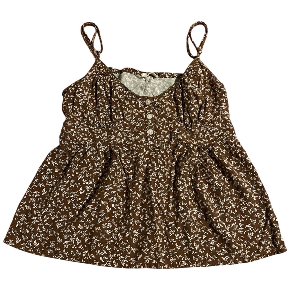 Brandy Melville John Galt Brown Button Front Woven Tank